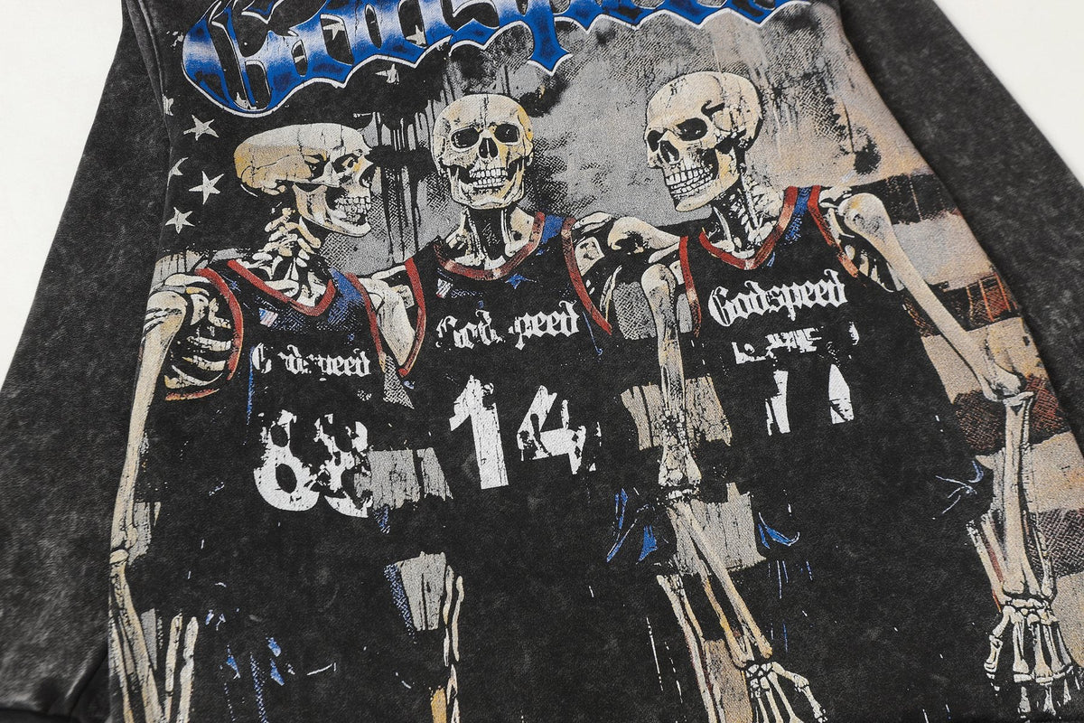 Godspeed Pain No Gain Acid Wash Graphic Hoodie